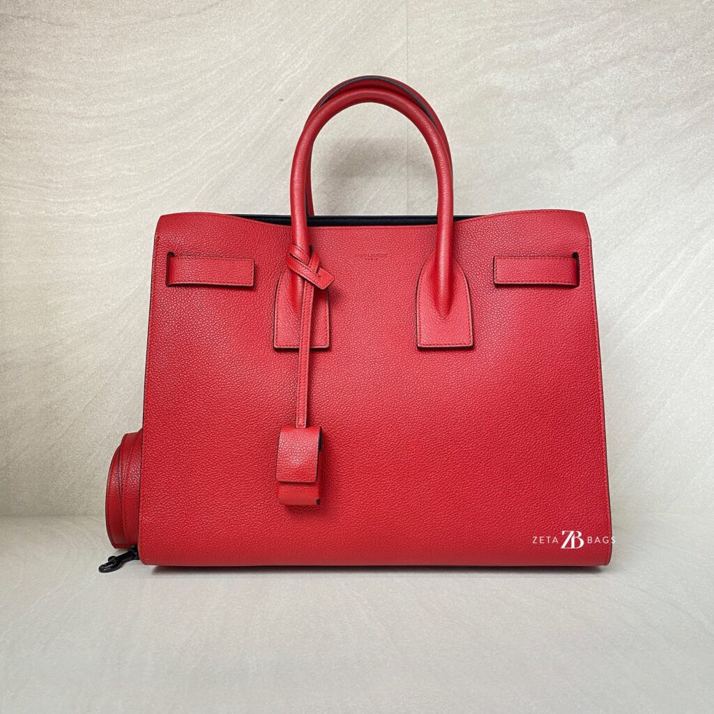 Saint Laurent Sac De Jour Grained Red