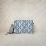 Dior Zipped Compact Pouch Diamond Canvas Grey