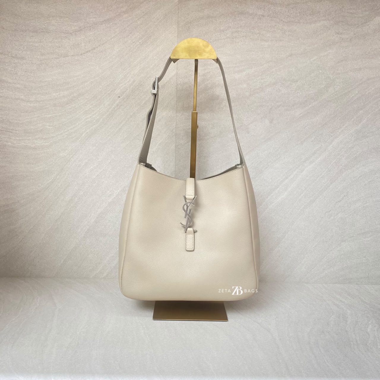 Saint Laurent Hobo Le 5A7 Supple Small Taupe SHW