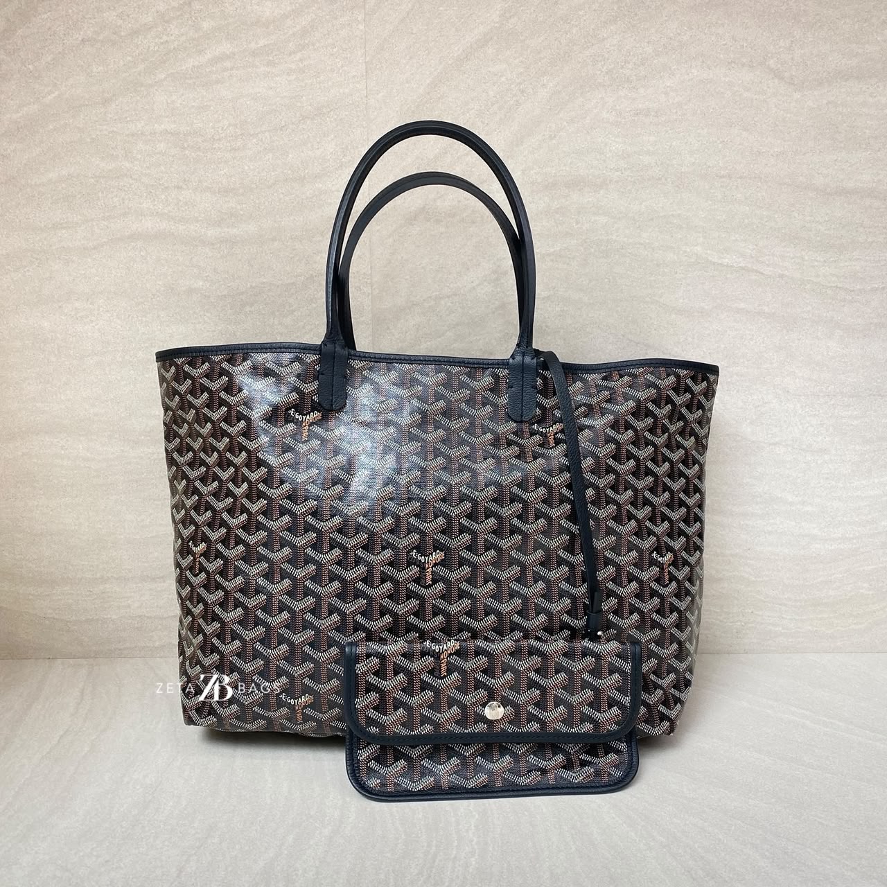 Goyard St Louis PM Goyardine Noir SHW
