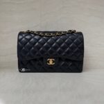Chanel Classic Jumbo D Flap Lambskin Black Gold Hardware