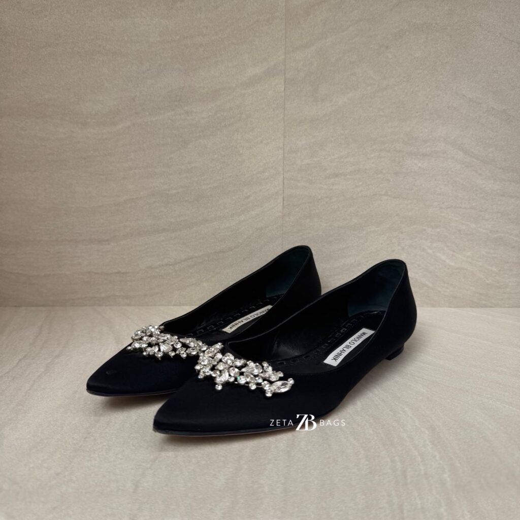 Manolo Blahnik Lurum Ballet Flat Satin Black