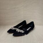 Manolo Blahnik Lurum Ballet Flat Satin Black