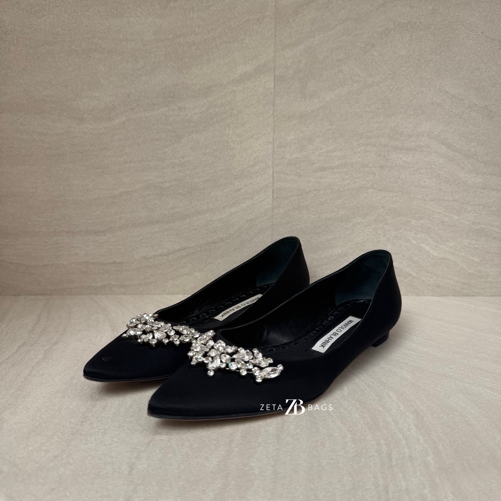 Manolo Blahnik Lurum Ballet Flat Satin Black