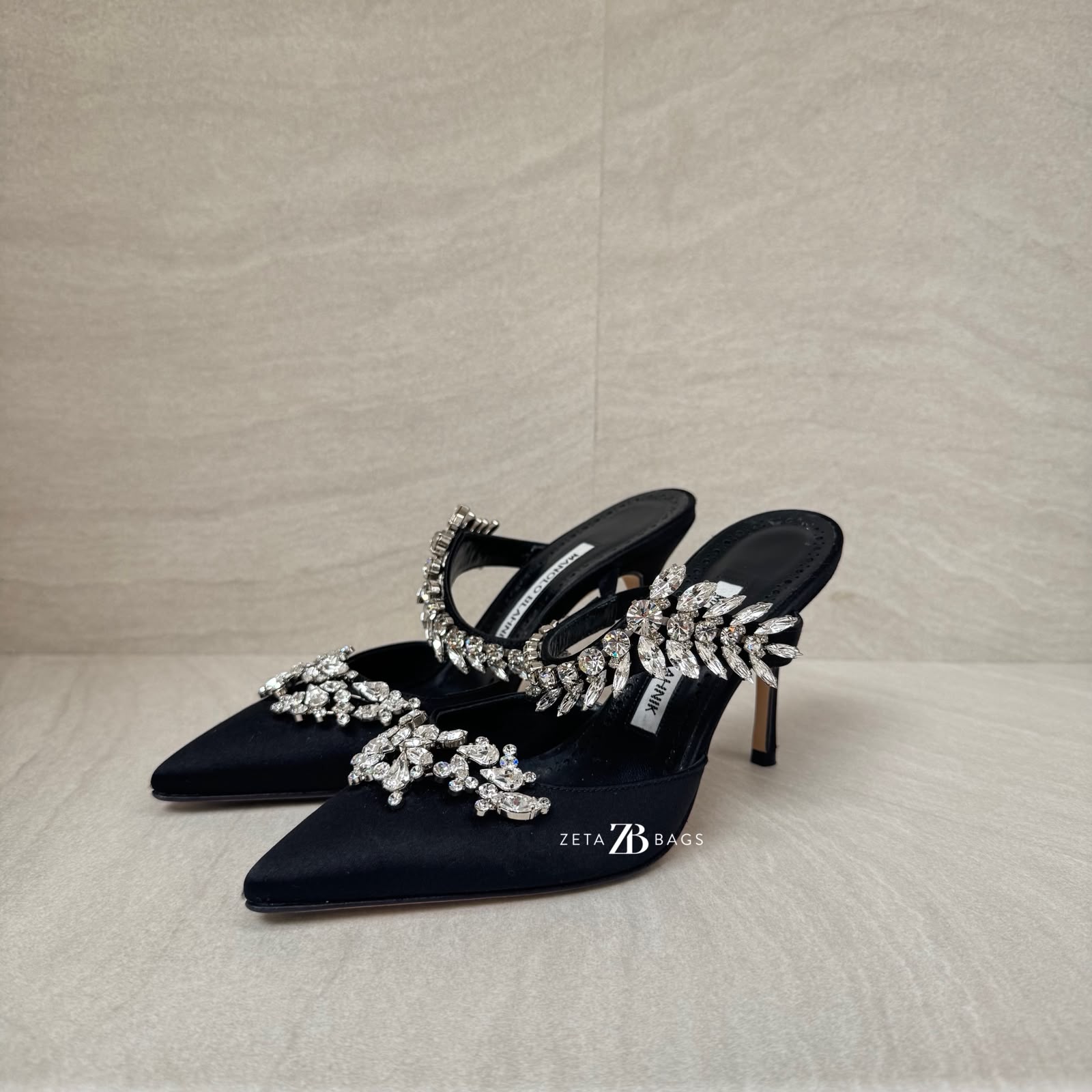 Manolo Blahnik Lurum Heels Satin Black