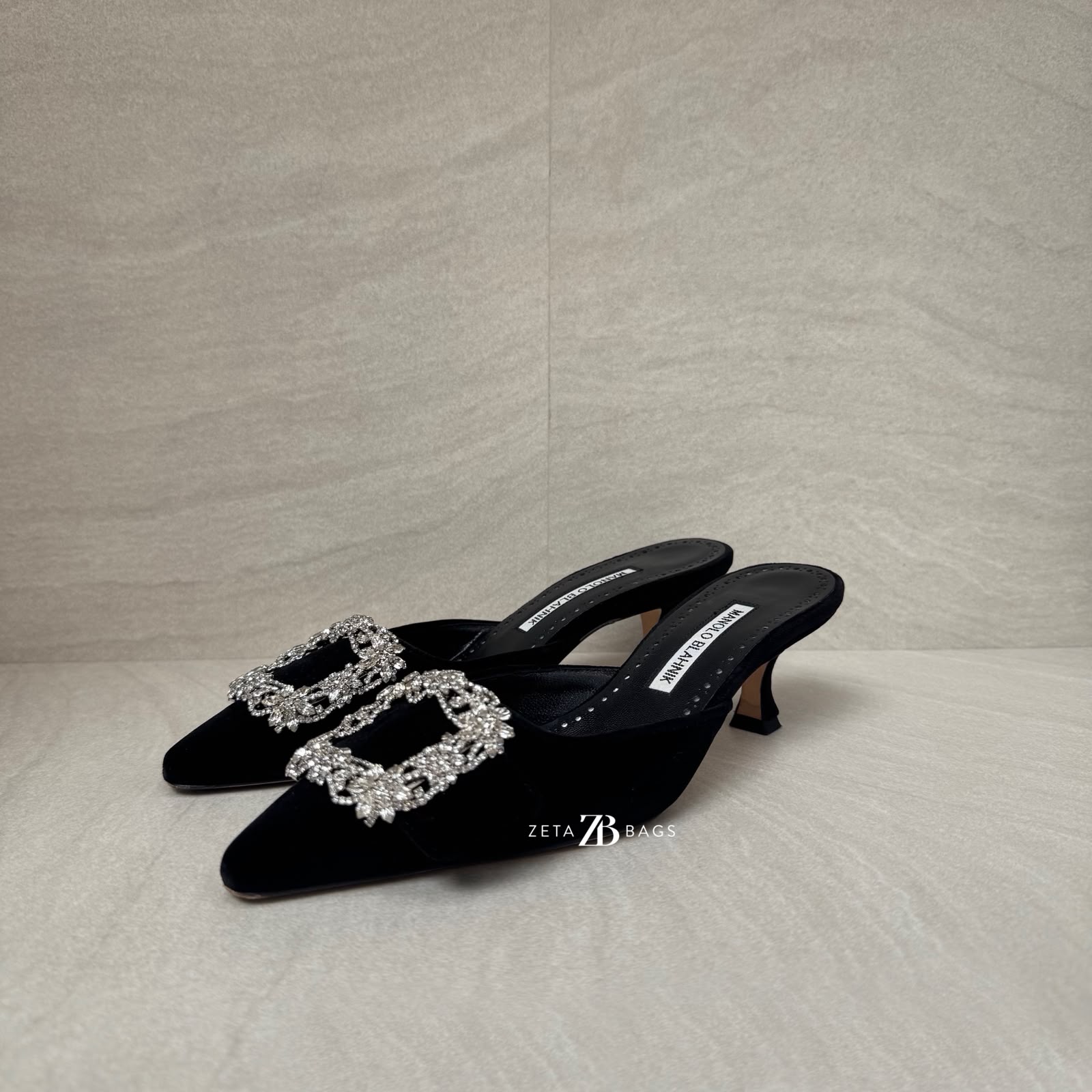 Manolo Blahnik Maysale Jewel Velvet Black