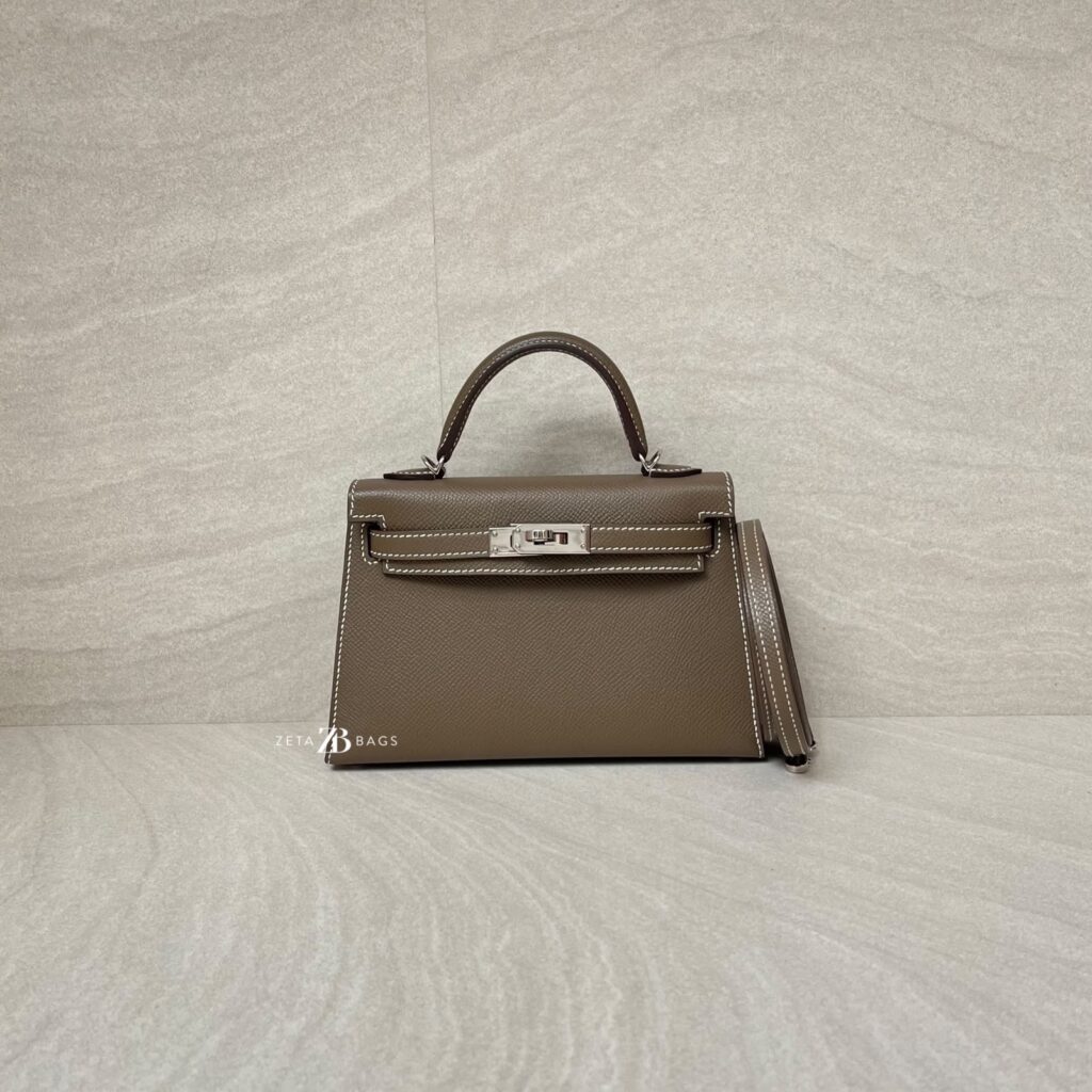 Hermes Mini Kelly 20 Epsom Etoupe PHW
