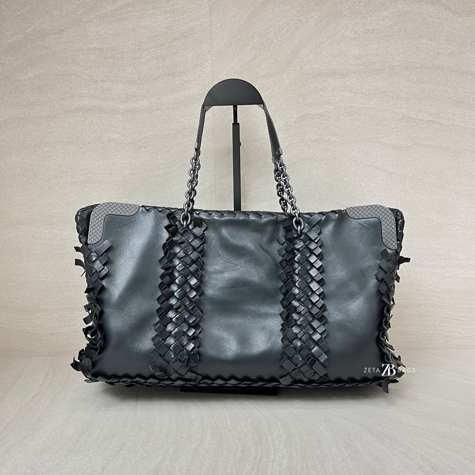 Bottega Veneta Fringe Tote bag Intrecciato Black