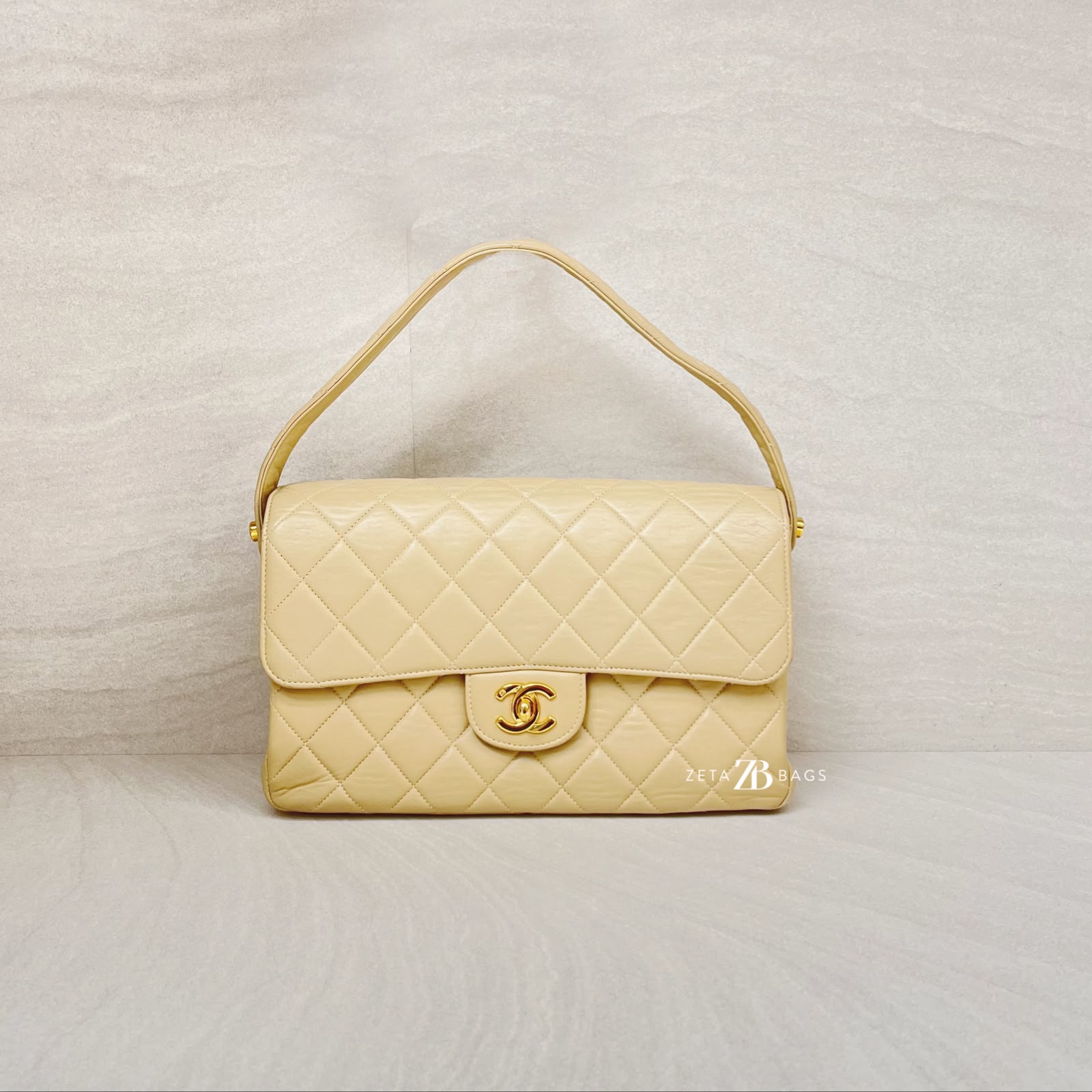 Chanel Double Face Flao Shoulder Bag Beige GHW