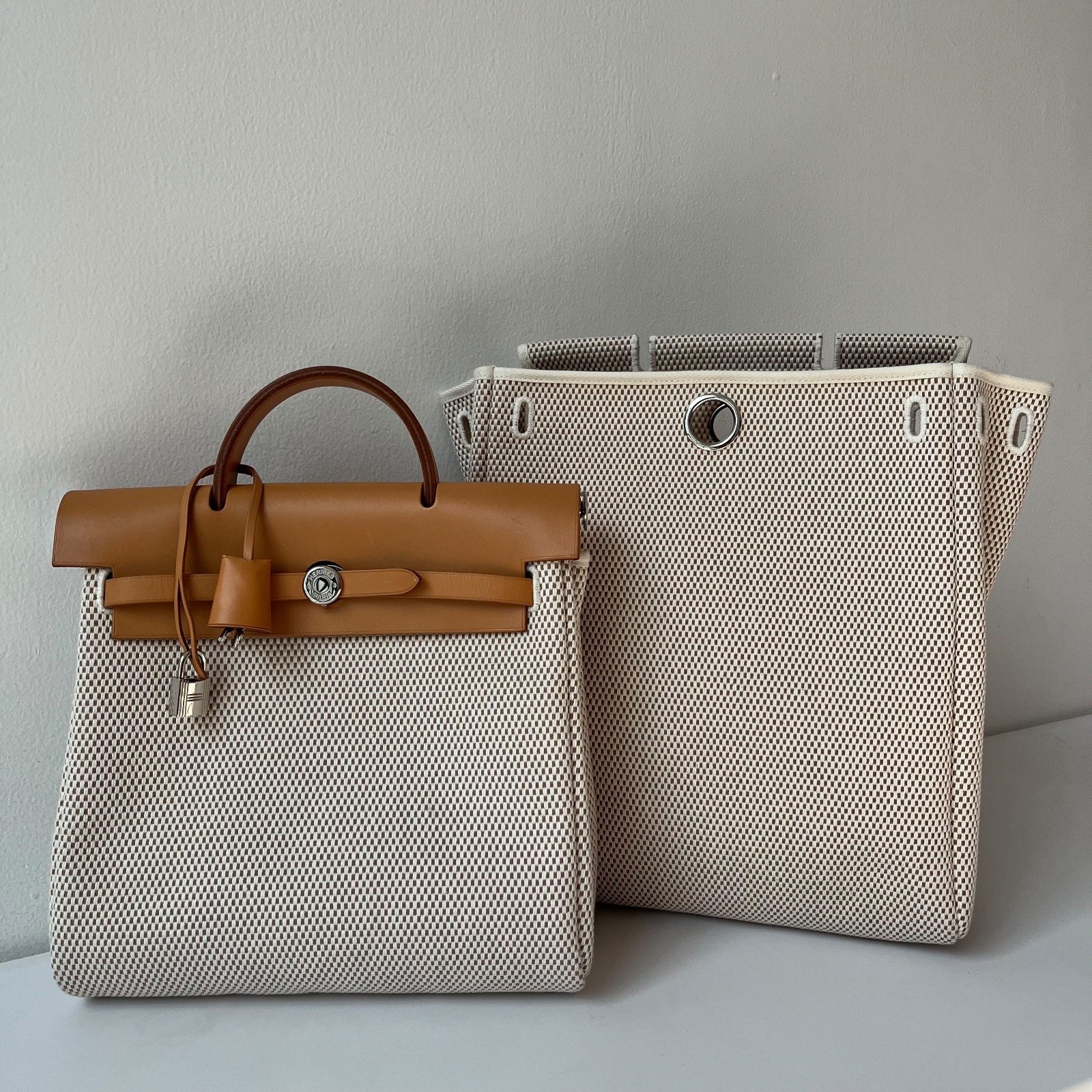 Hermes Herbag 2 in 1 Backpack Ecru/Natural Sable PHW