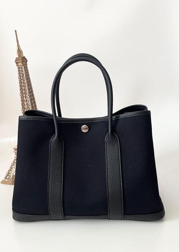 Hermes Garden Party 30 All Black Canvas PHW