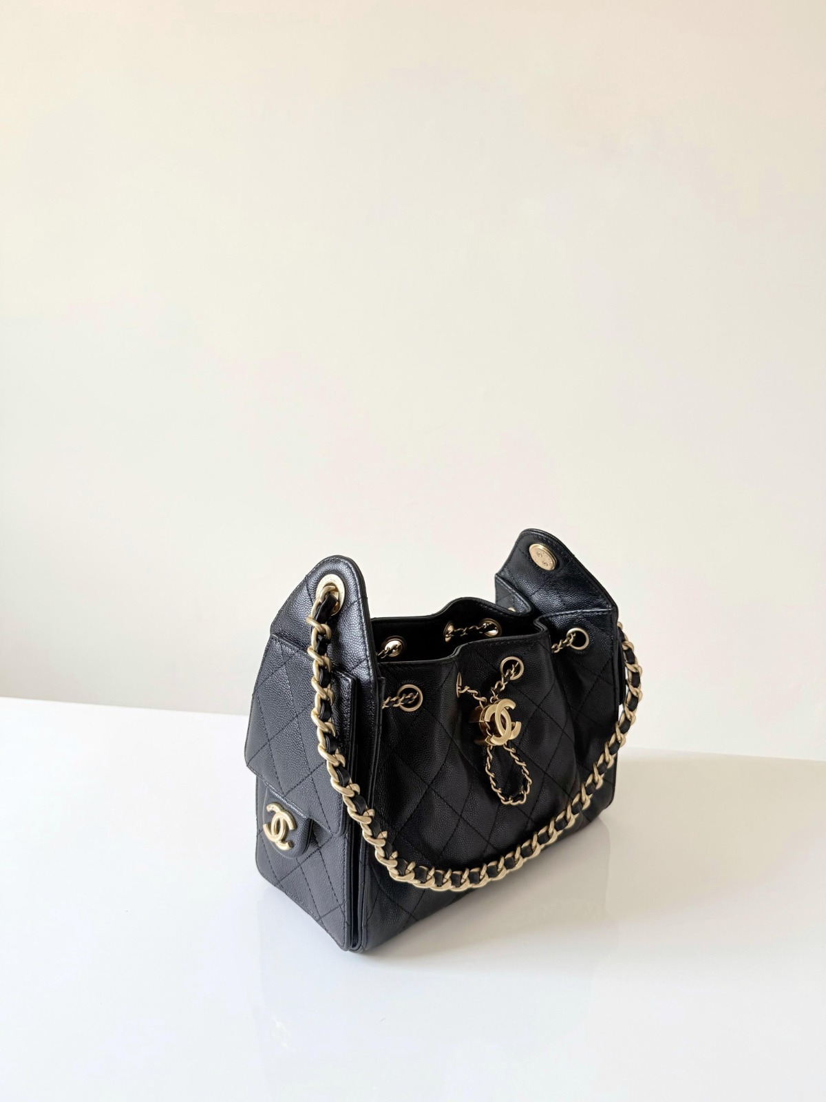 Chanel 25 Mini  Black Caviar GHW Shinny