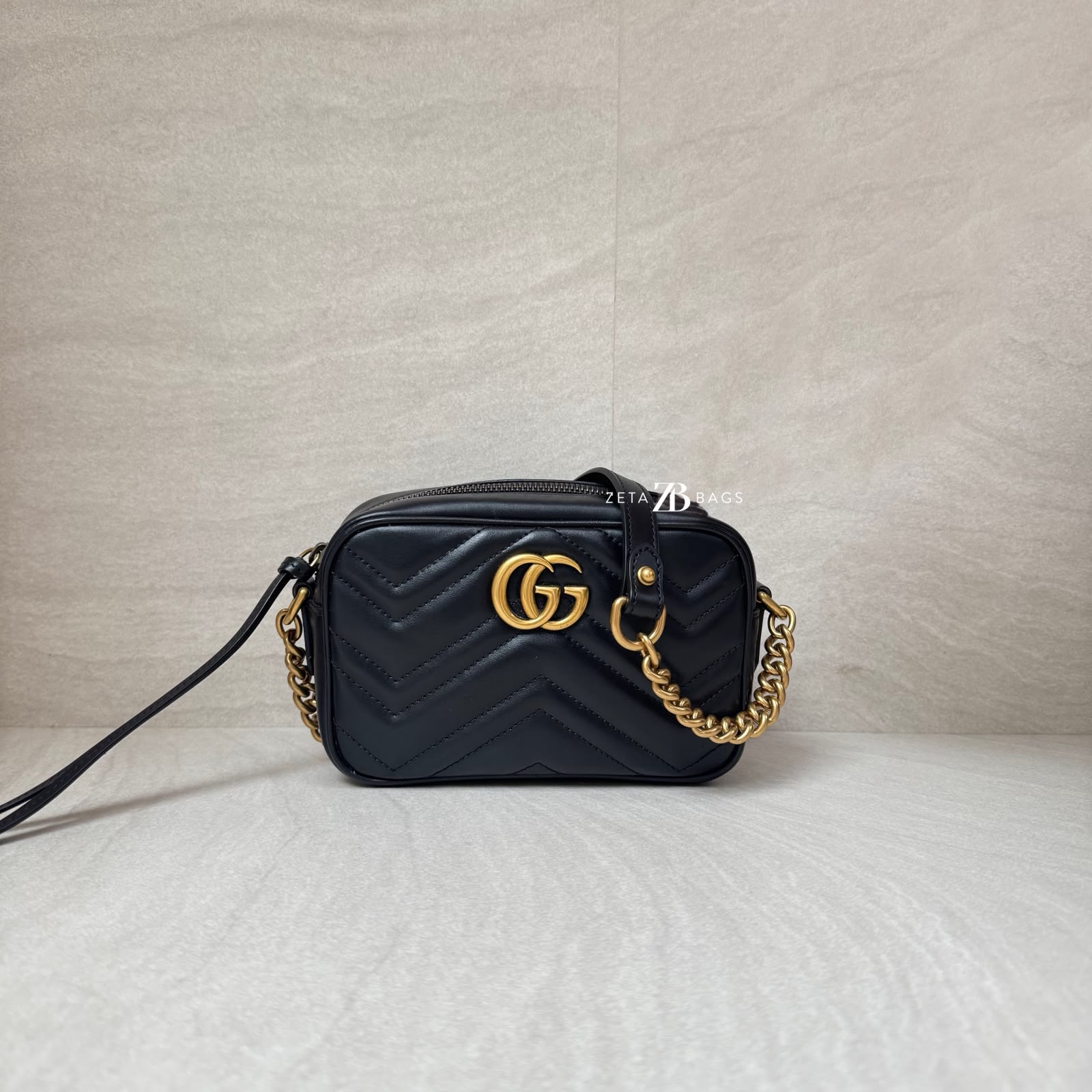 Gucci Mini Marmont Camera Bag Black GHW