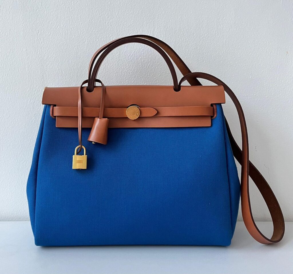 Hermes Herbag 31 blue brighton/natural GHW