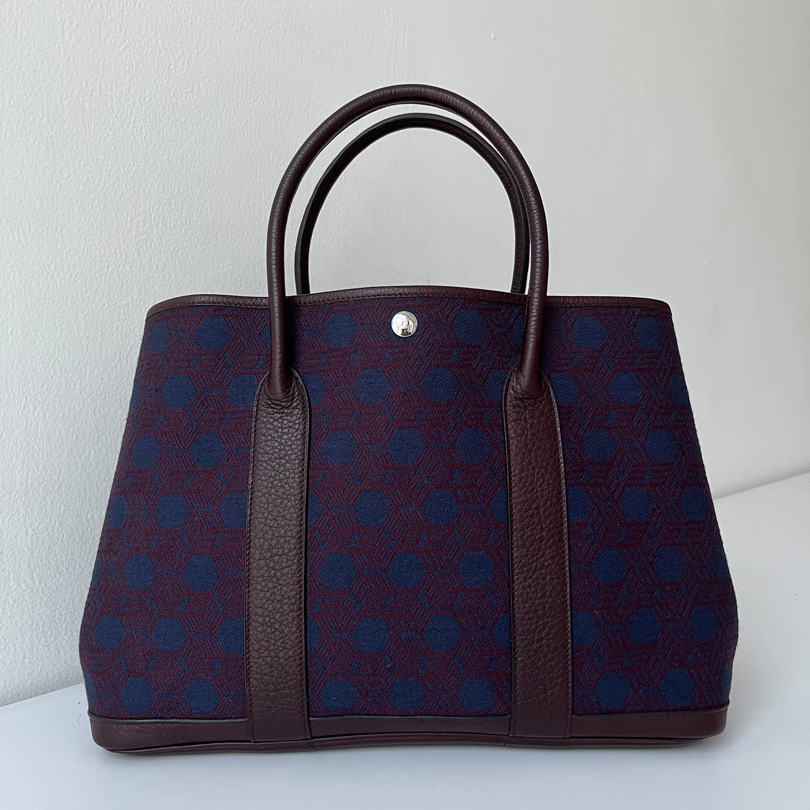 Hermes Garden Party 36 Geometric Canvas/Rouge Sellier PHW