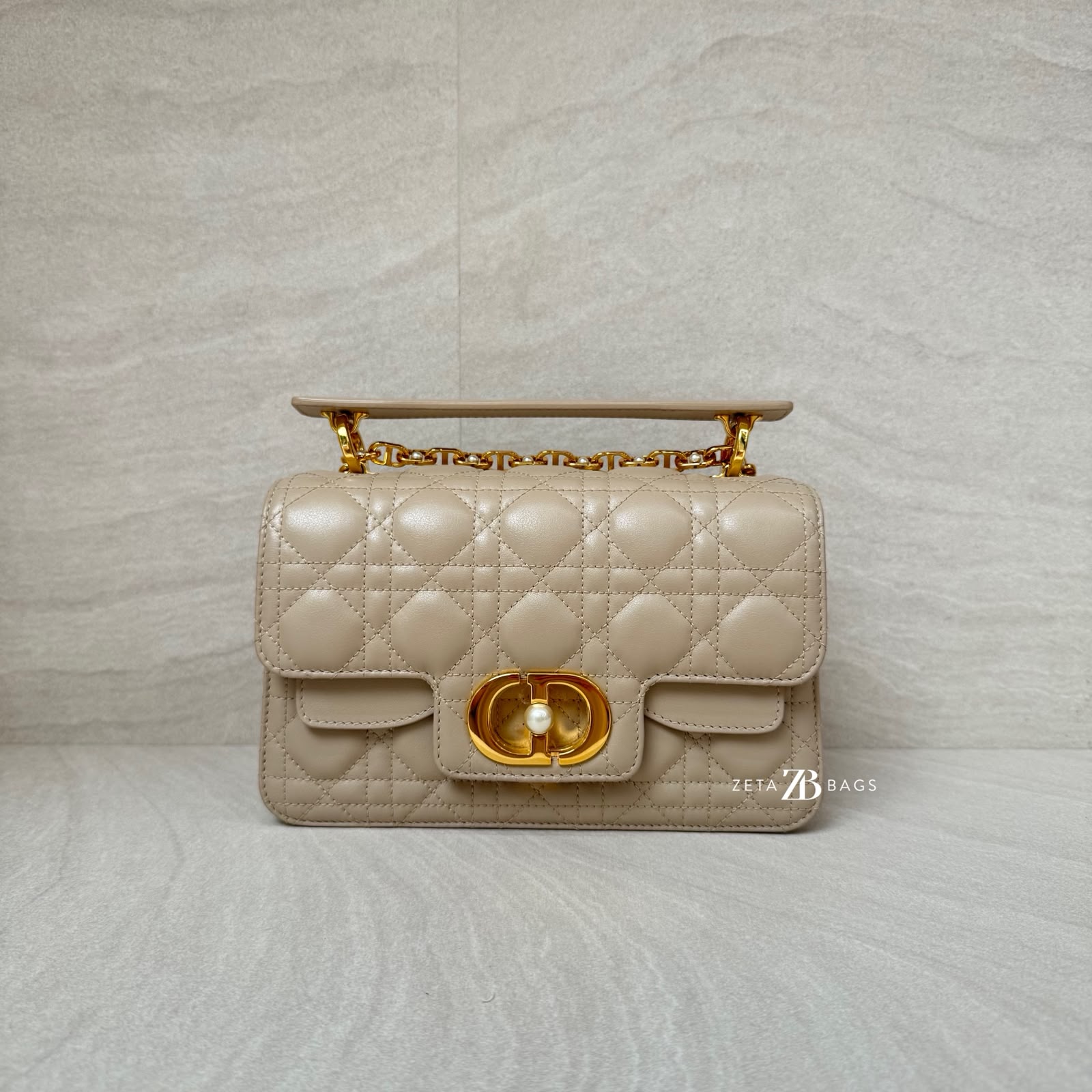 DIOR Small Jolie Top Handle Powder Beige Pearl GHW