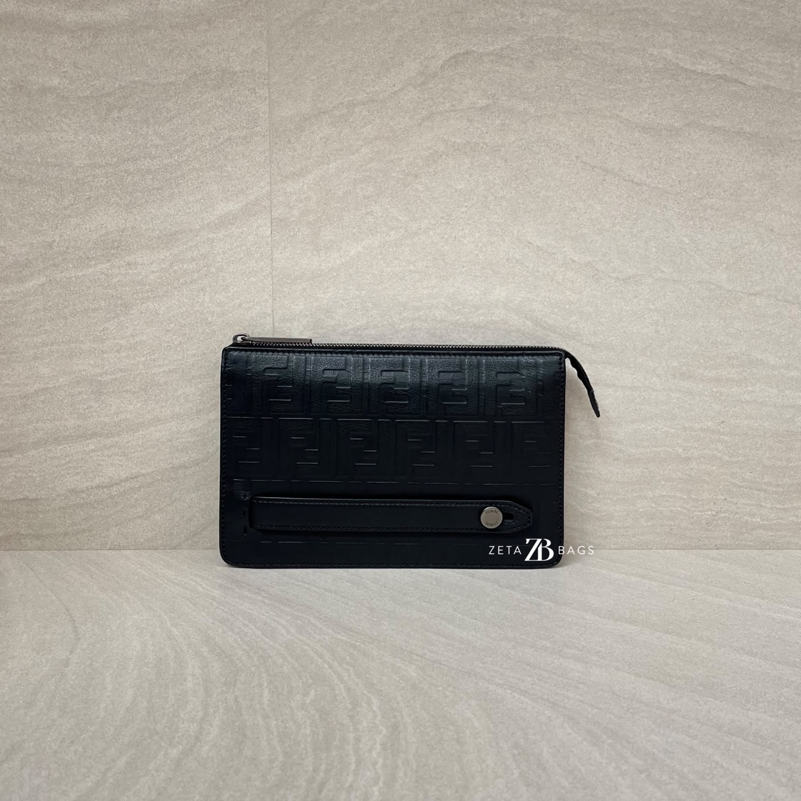 Fendi Clutch Leather FF Black