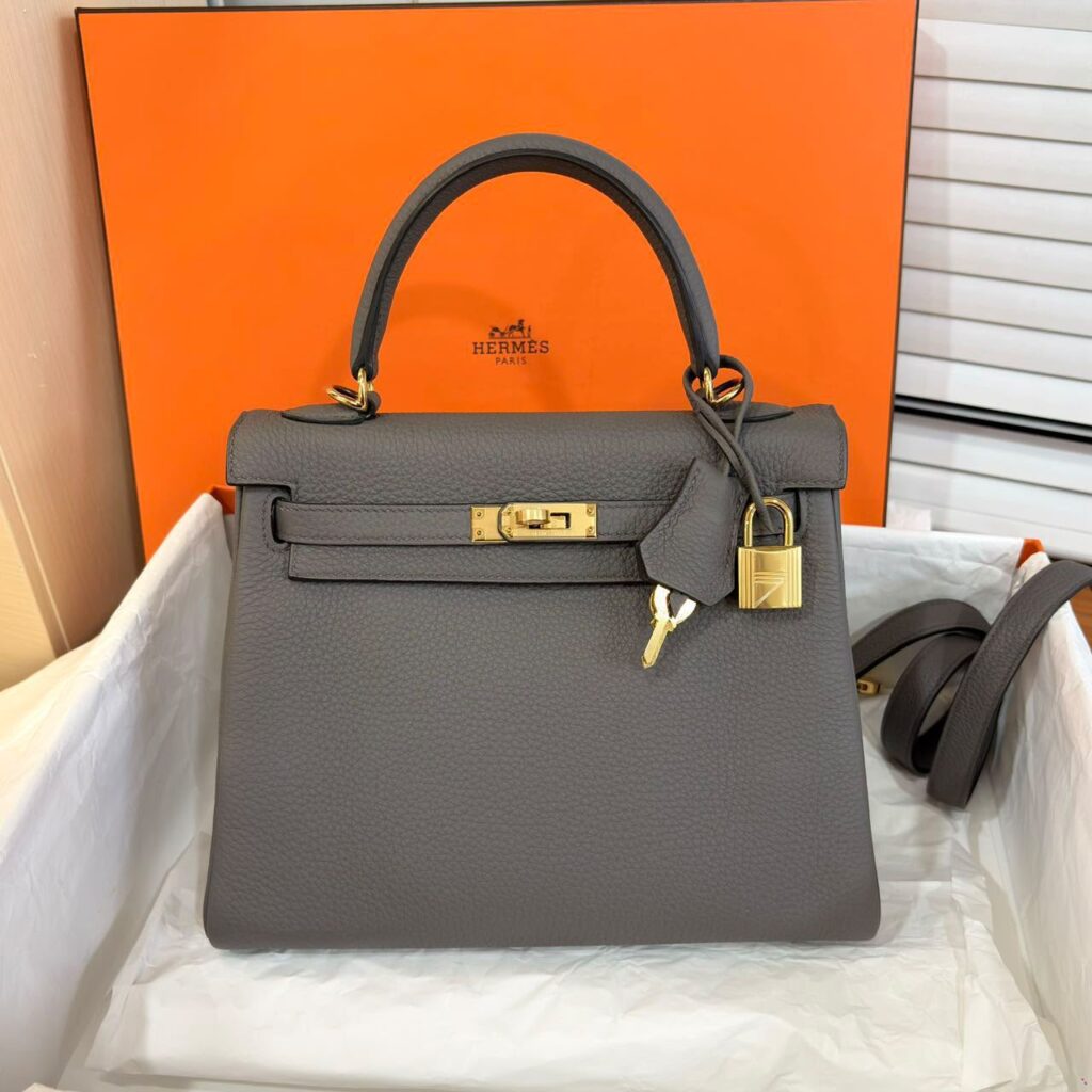 Hermes Kelly 25 Etain Togo GHW