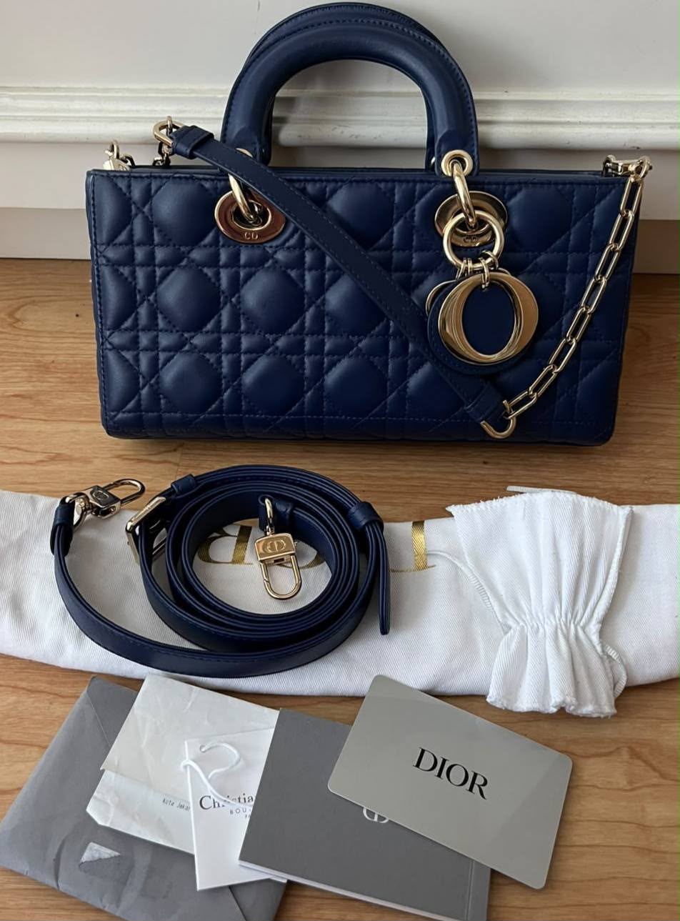 Dior Lady Djoy Medium Navy GHW