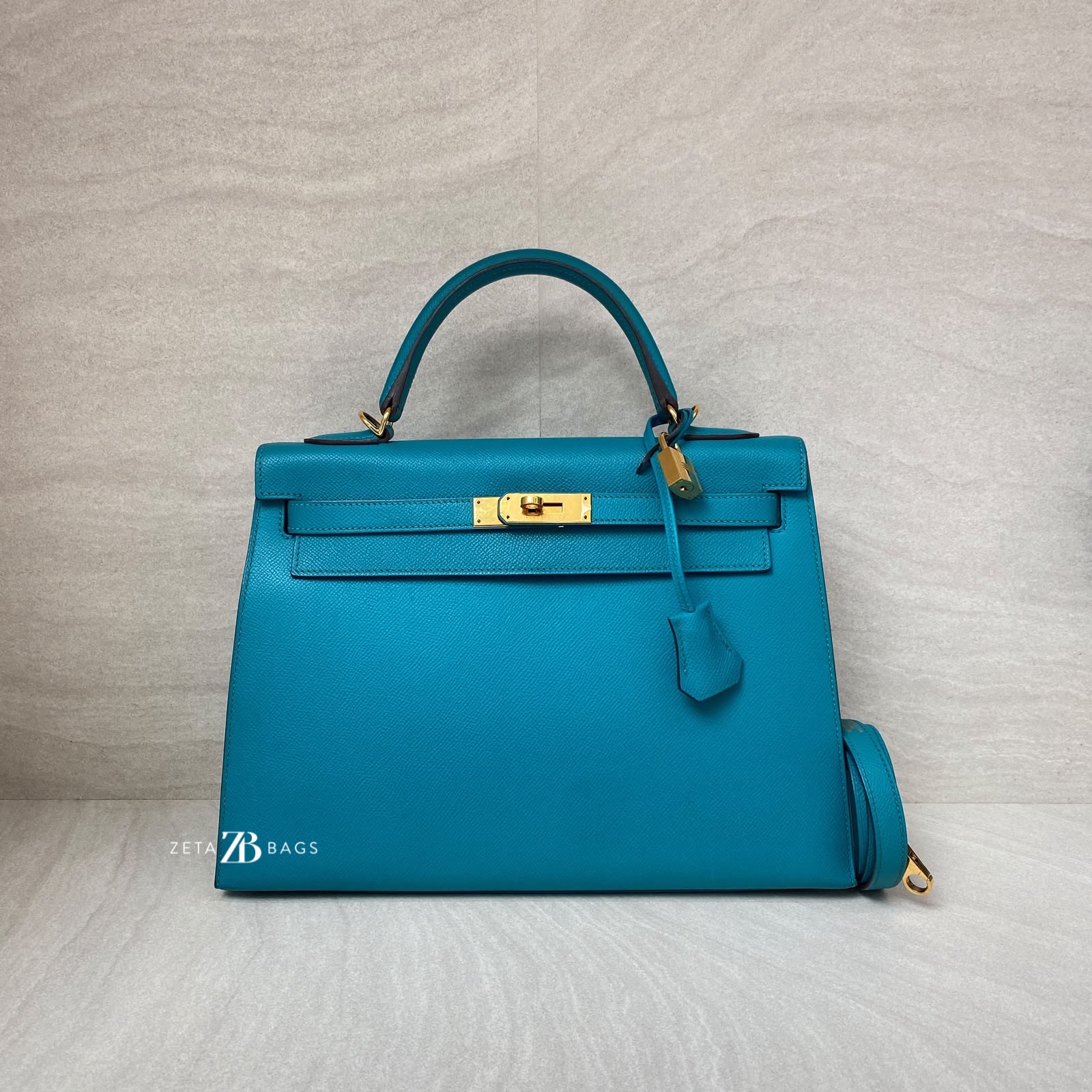 Hermes Kelly 32 Epsom Bleu Paon GHW