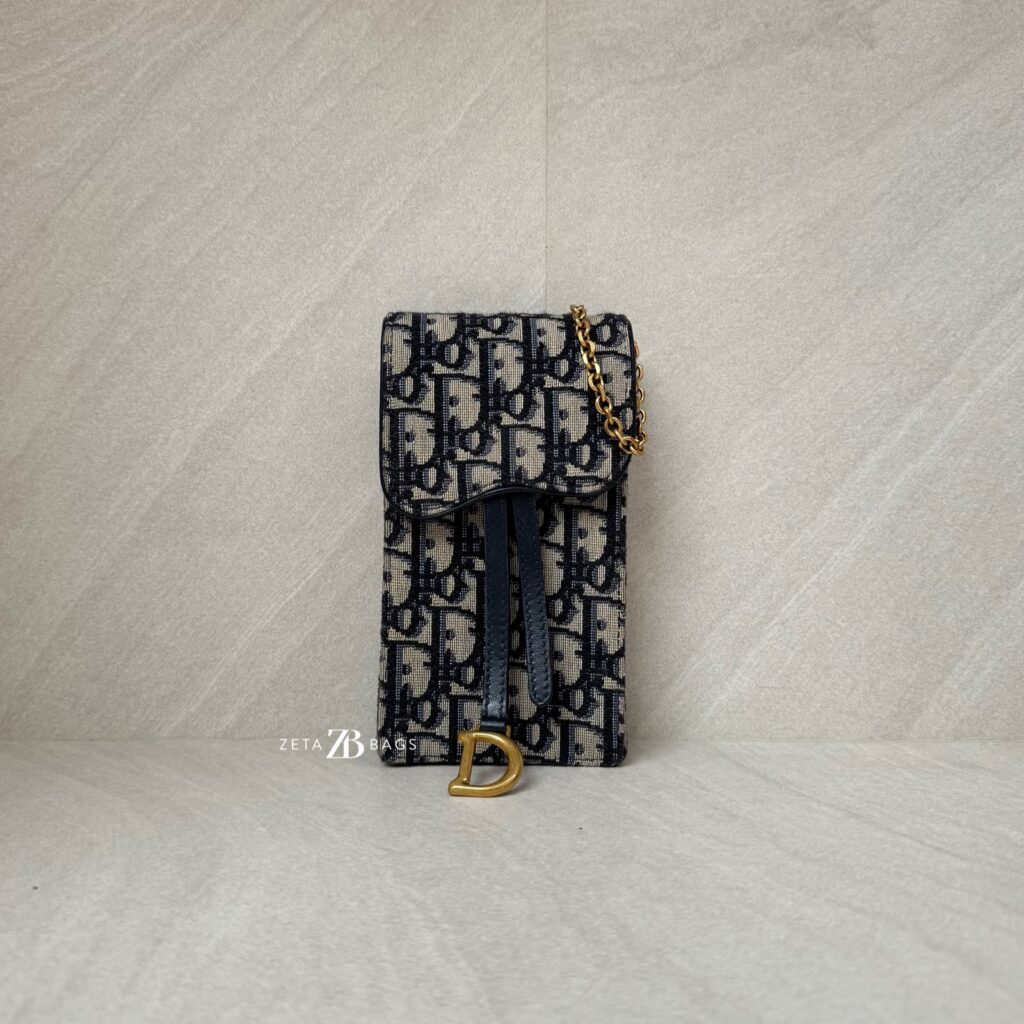 Dior Verticale Saddle Pouch Blue Dior Oblique Jacquard