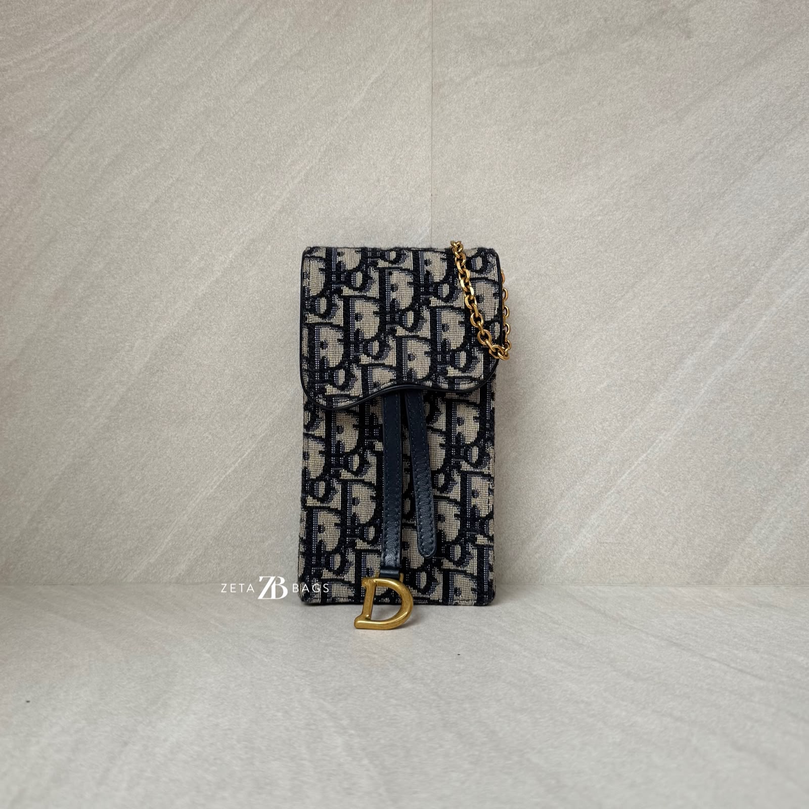 Dior Verticale Saddle Pouch Blue Dior Oblique Jacquard
