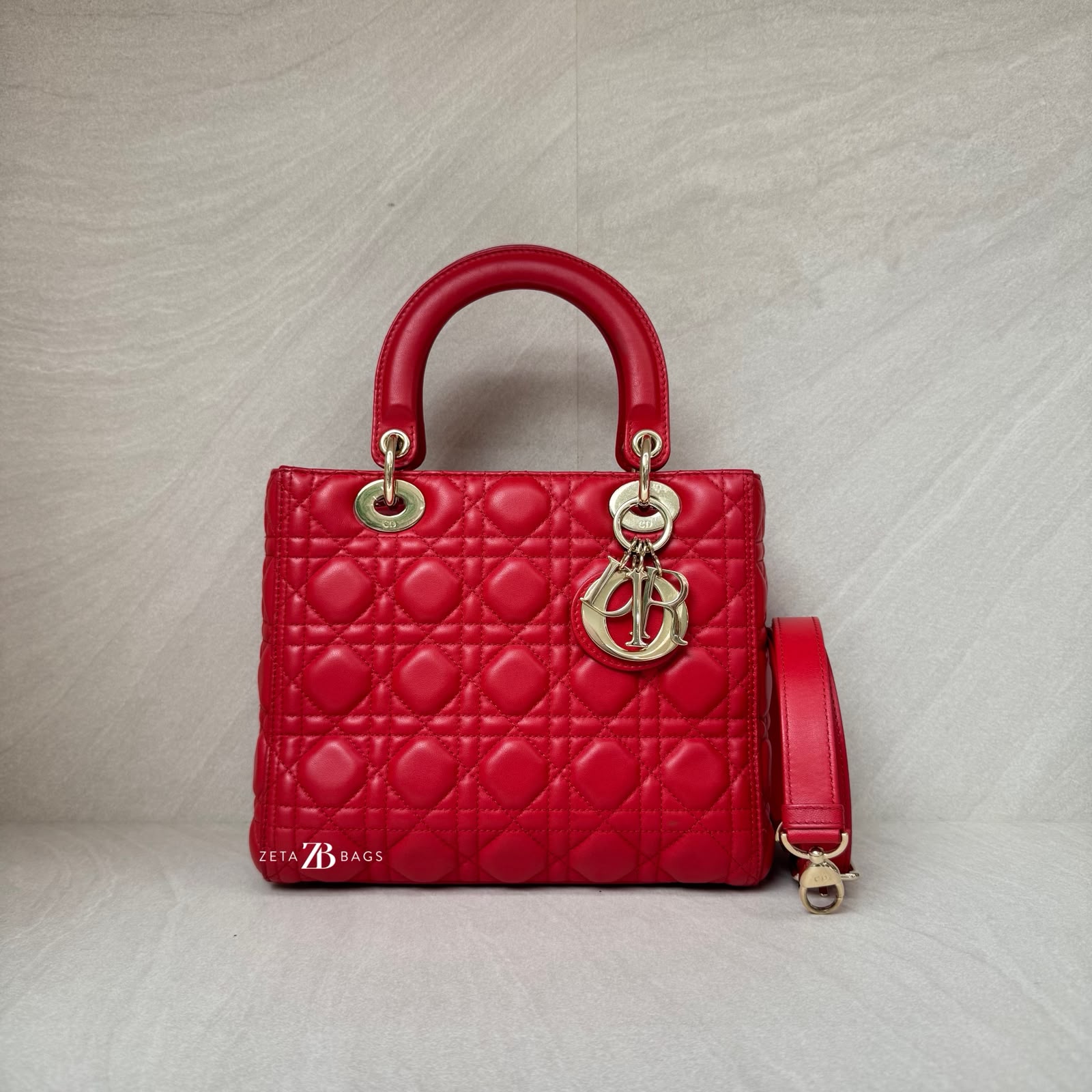 Dior Lady Dior Medium Red GHW