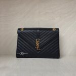 Saint Laurent Envelope Large Bag Grained Black GHW