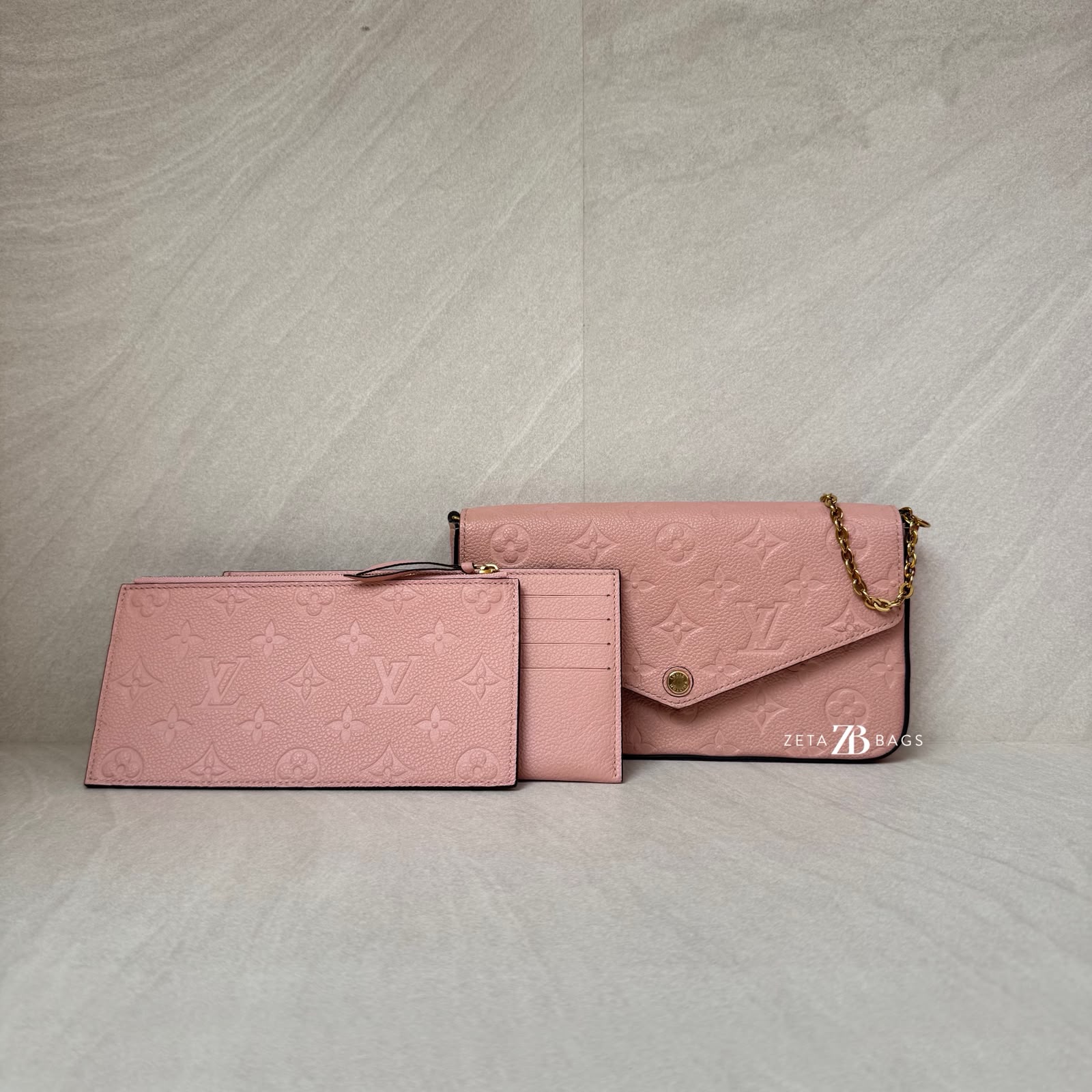 Louis Vuitton Felicie GM Monogram Empreinte Rose Poudre GHW