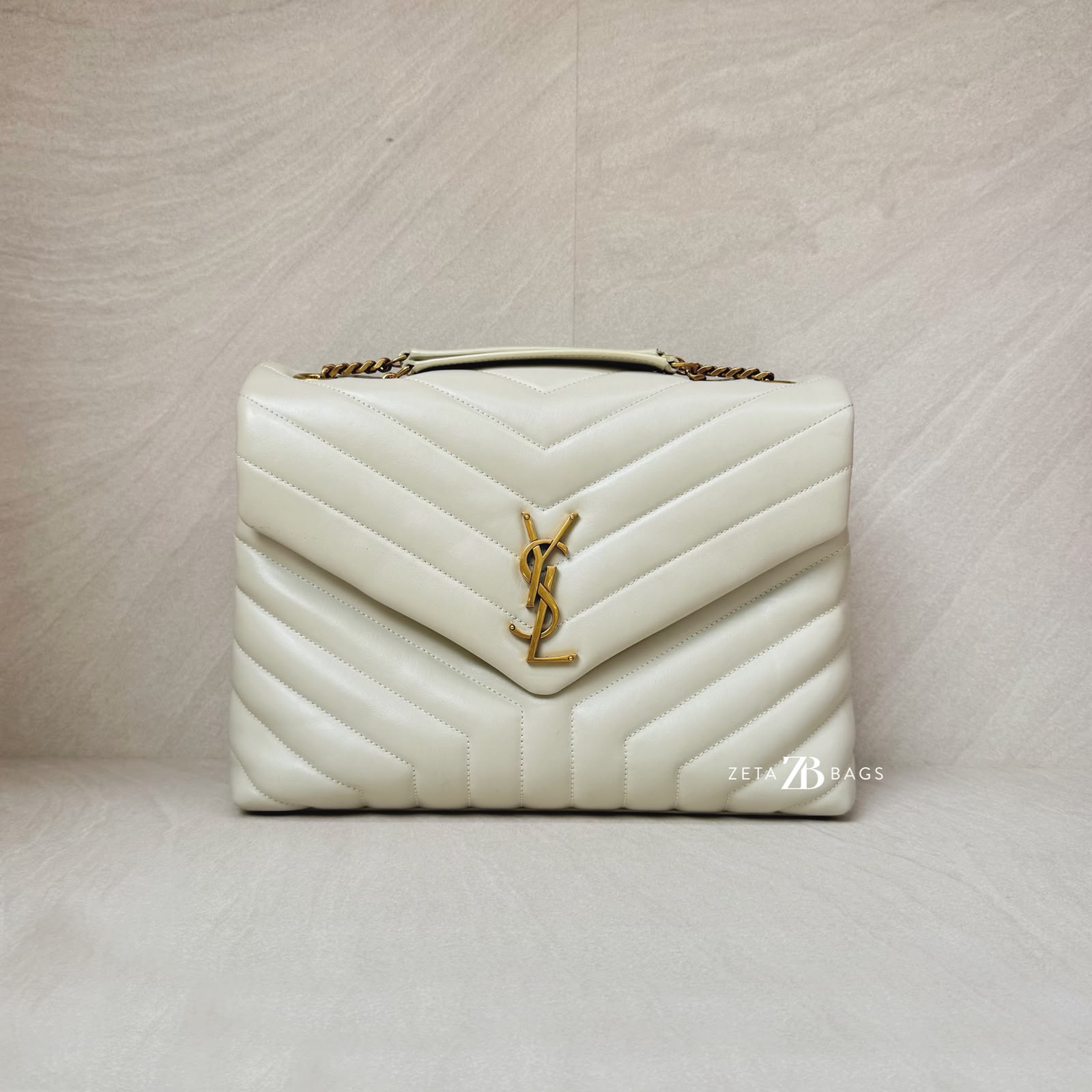 Saint Laurent Lou Lou Medium White GHW