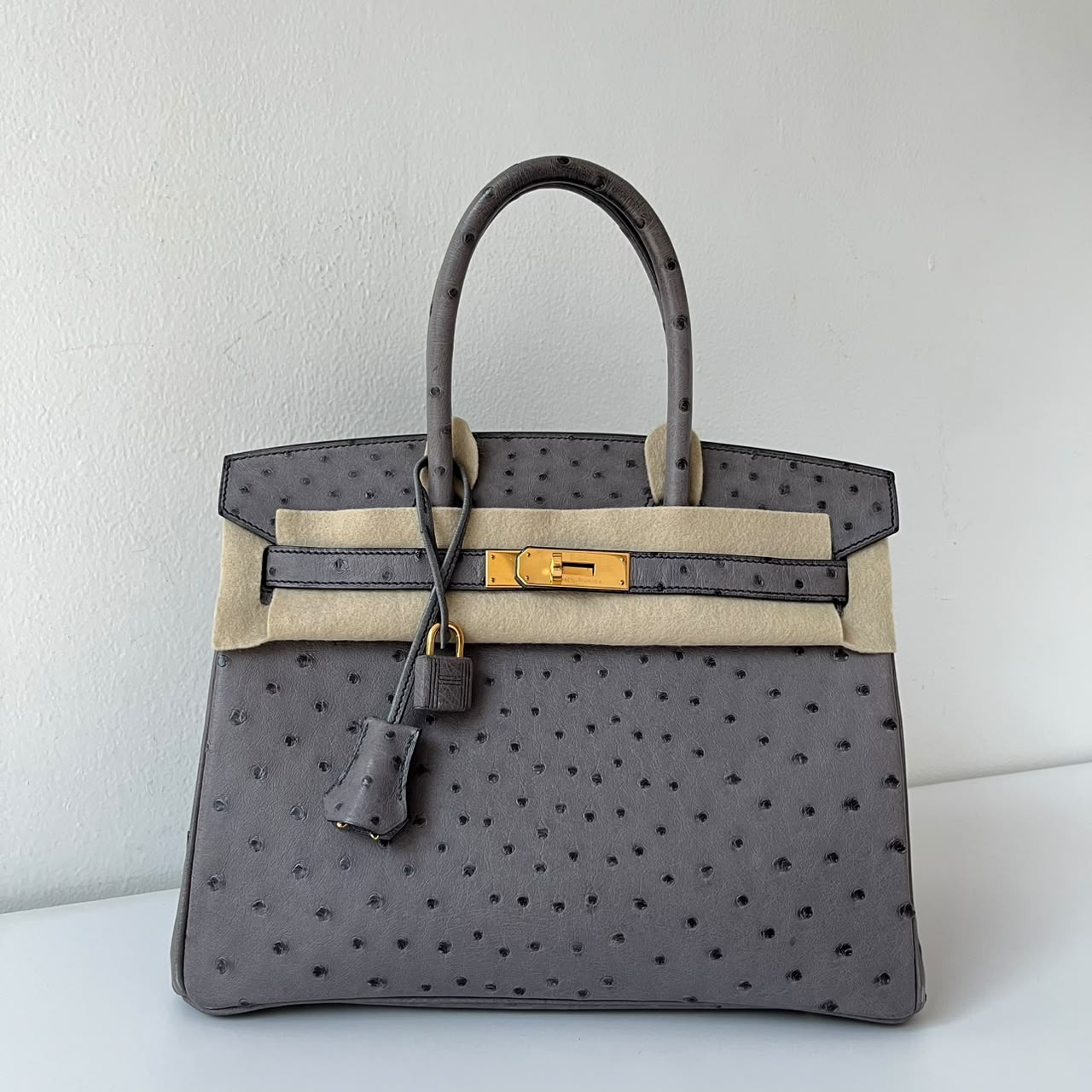Hermes Birkin 30 Gris Agathe Ostrich GHW
