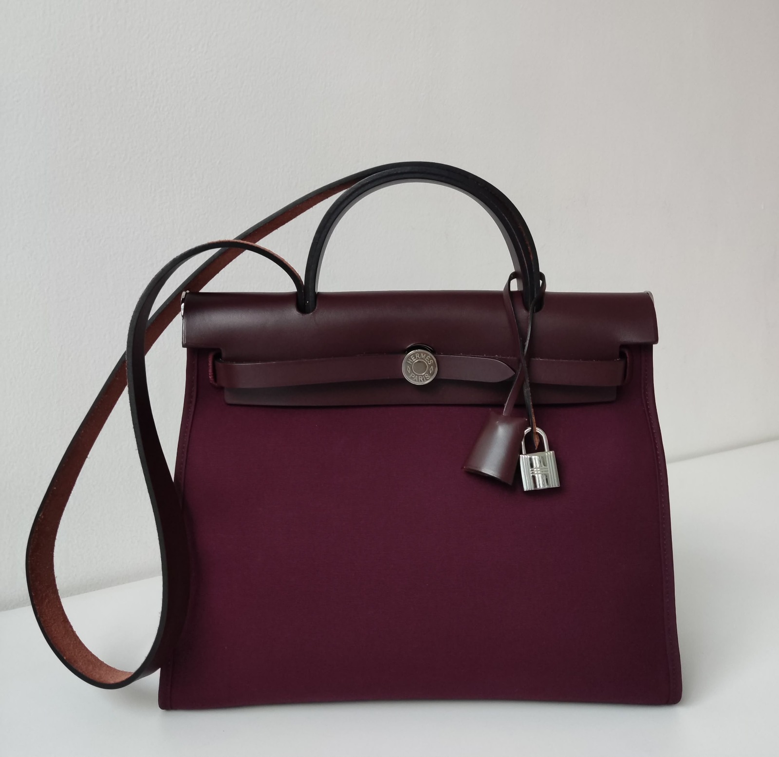 Hermes Herbag 31 Prune/Rouge Sellier PHW