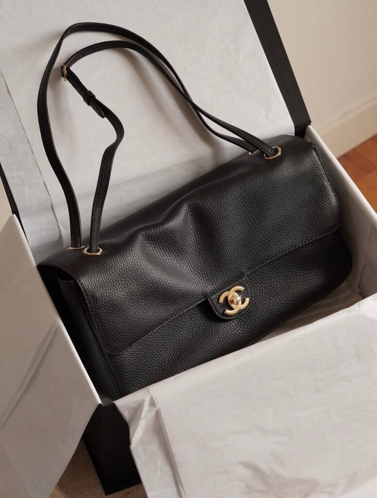 Chanel Blazy Maxi 32cm Flap Bag in Black Grained GHW