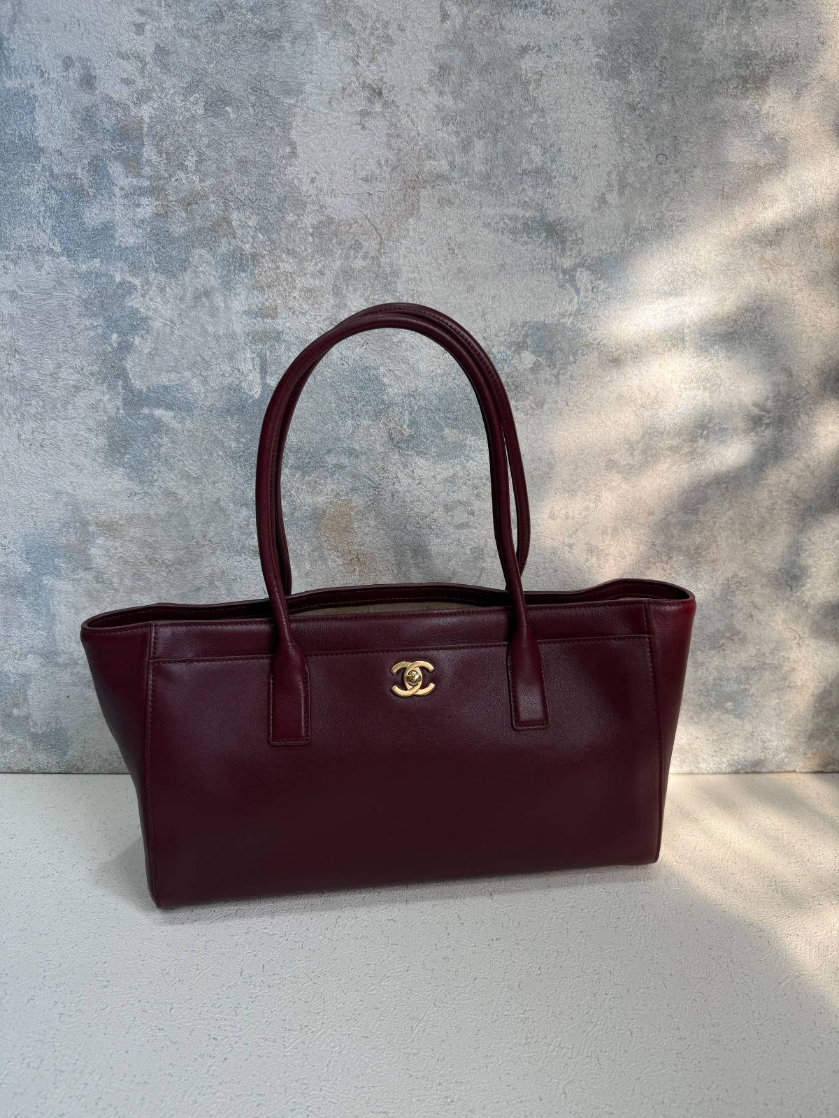 Chanel Executive Tote Bag East West Maroon Burgundy GHW