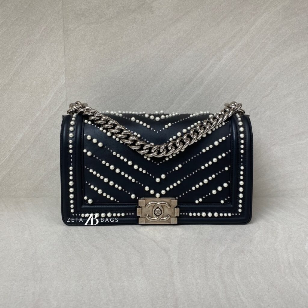 Chanel Boy 25 Lambskin Pearl Black SHW