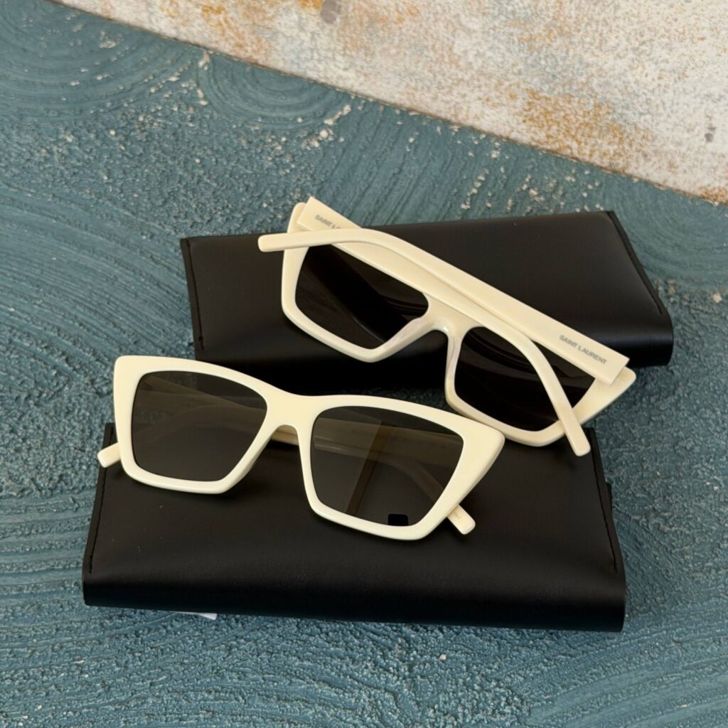 Saint Laurent YSL Mica Sunglasses Ivory Grey