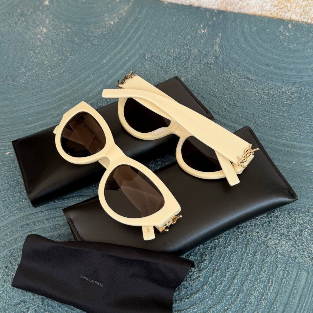 Saint Laurent YSL Sunglasses Monogram Ivory Black