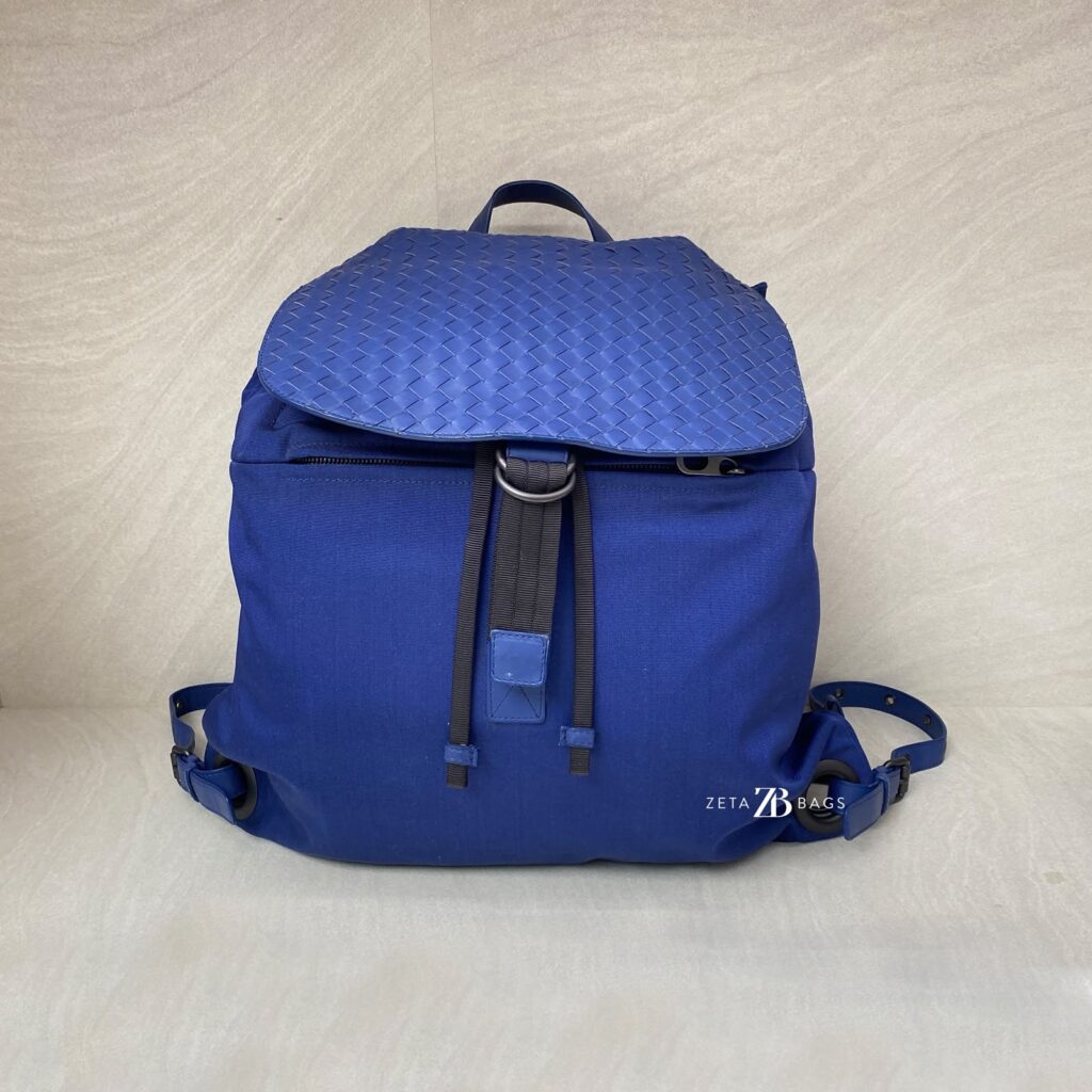 Bottega Veneta Backpack Flap Intrecciato Canvas Blue