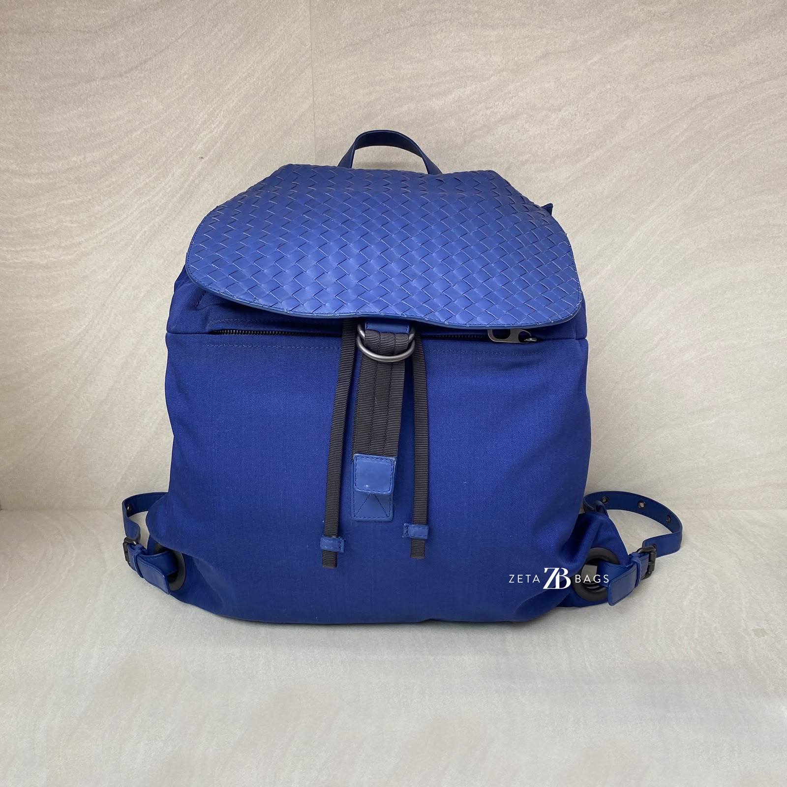 Bottega Veneta Backpack Flap Intrecciato Canvas Blue