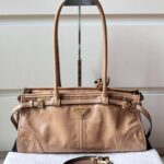 Prada Bonnie Medium Shoulder Bag Cammeo Beige Brown