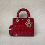 Dior Lady Dior Medium Vernis Red GHW