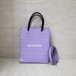 Balenciaga Mini Shopping Tote Embossed Croco Lilac  SHW