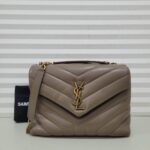 Saint Laurent Loulou Small Chain Bag Taupe GHW