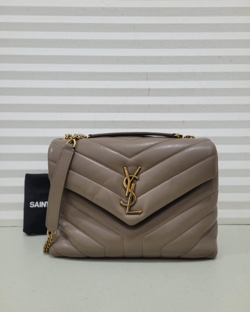 Saint Laurent Loulou Small Chain Bag Taupe GHW