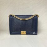 Chanel Boy 30 Lambskin Braided Navy GHW