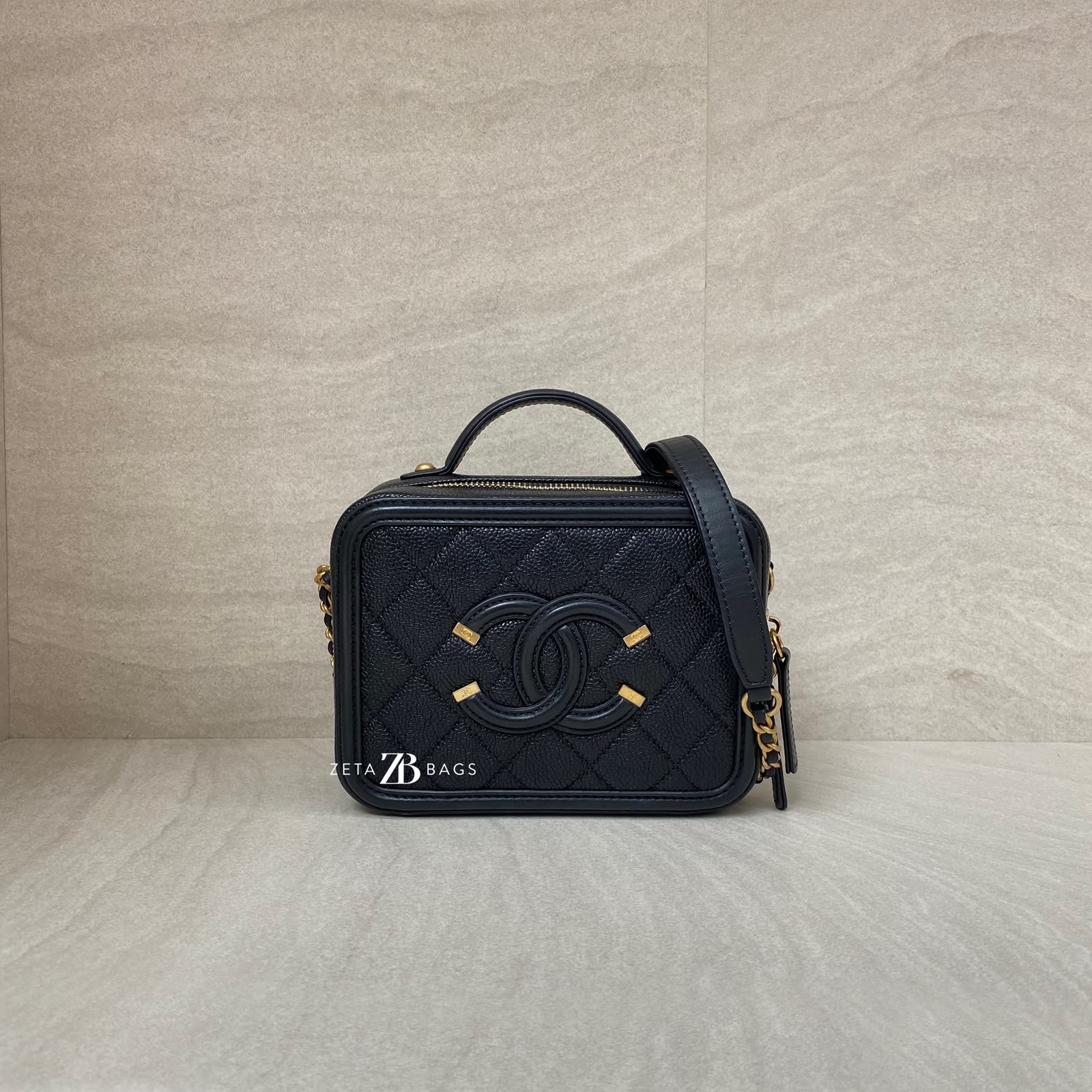 Chanel Vanity Case Top Handle Caviar Black GHW