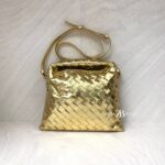 Bottega Veneta Mini Hop Intrecciato Mettalic Gold