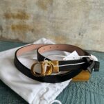 Dior Montaigne Belt Reversible 2 cm  Black Rose Calf GHW