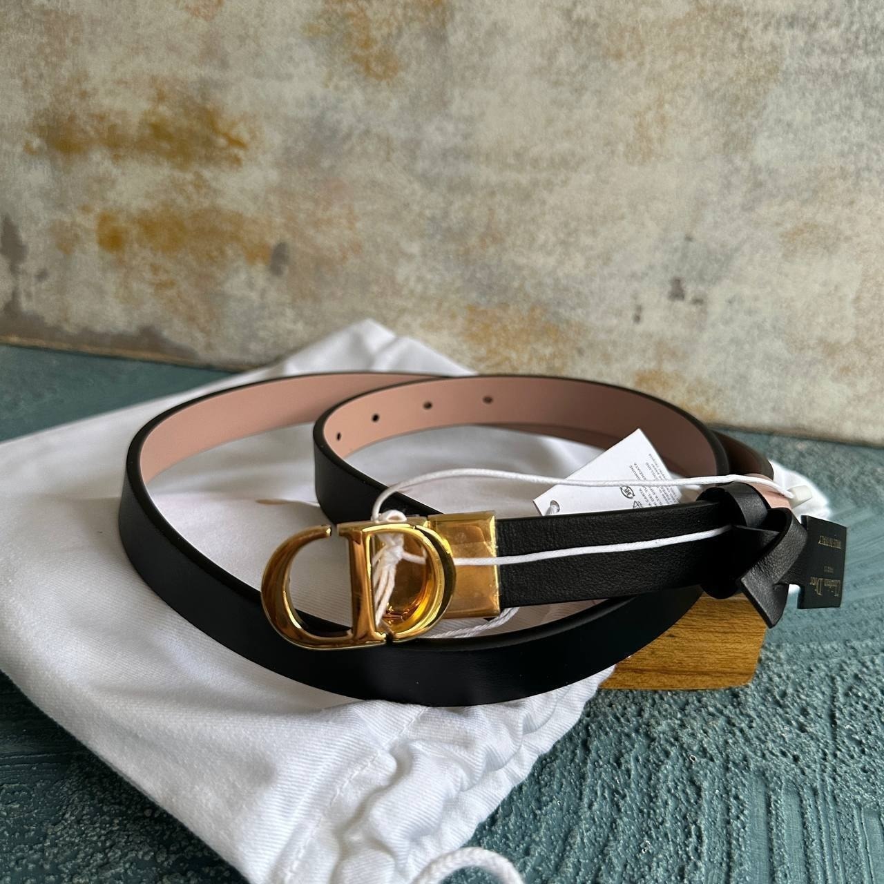 Dior Montaigne Belt Reversible 2 cm  Black Rose Calf GHW