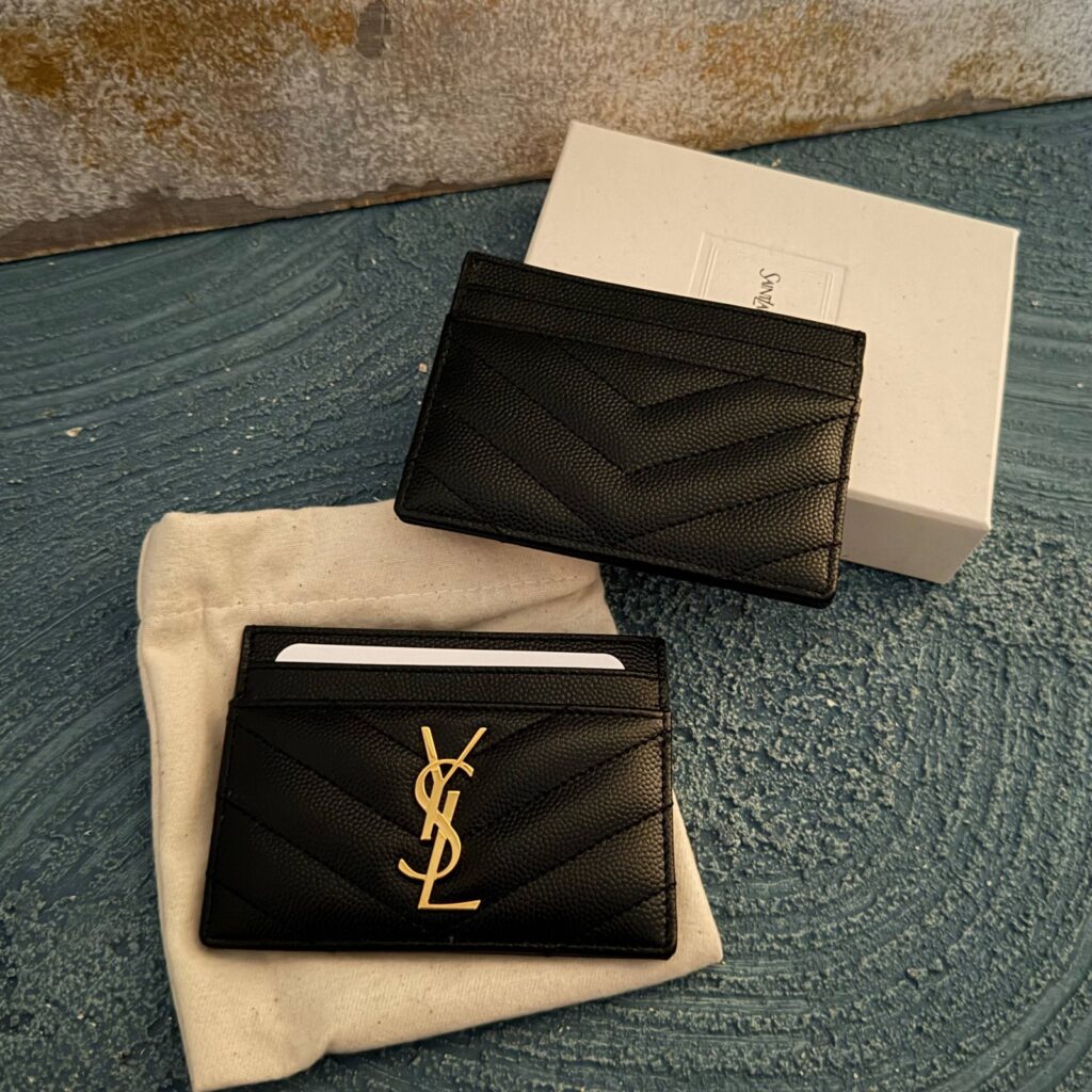 Saint Laurent Cassandre Card Holder Black Caviar GHW
